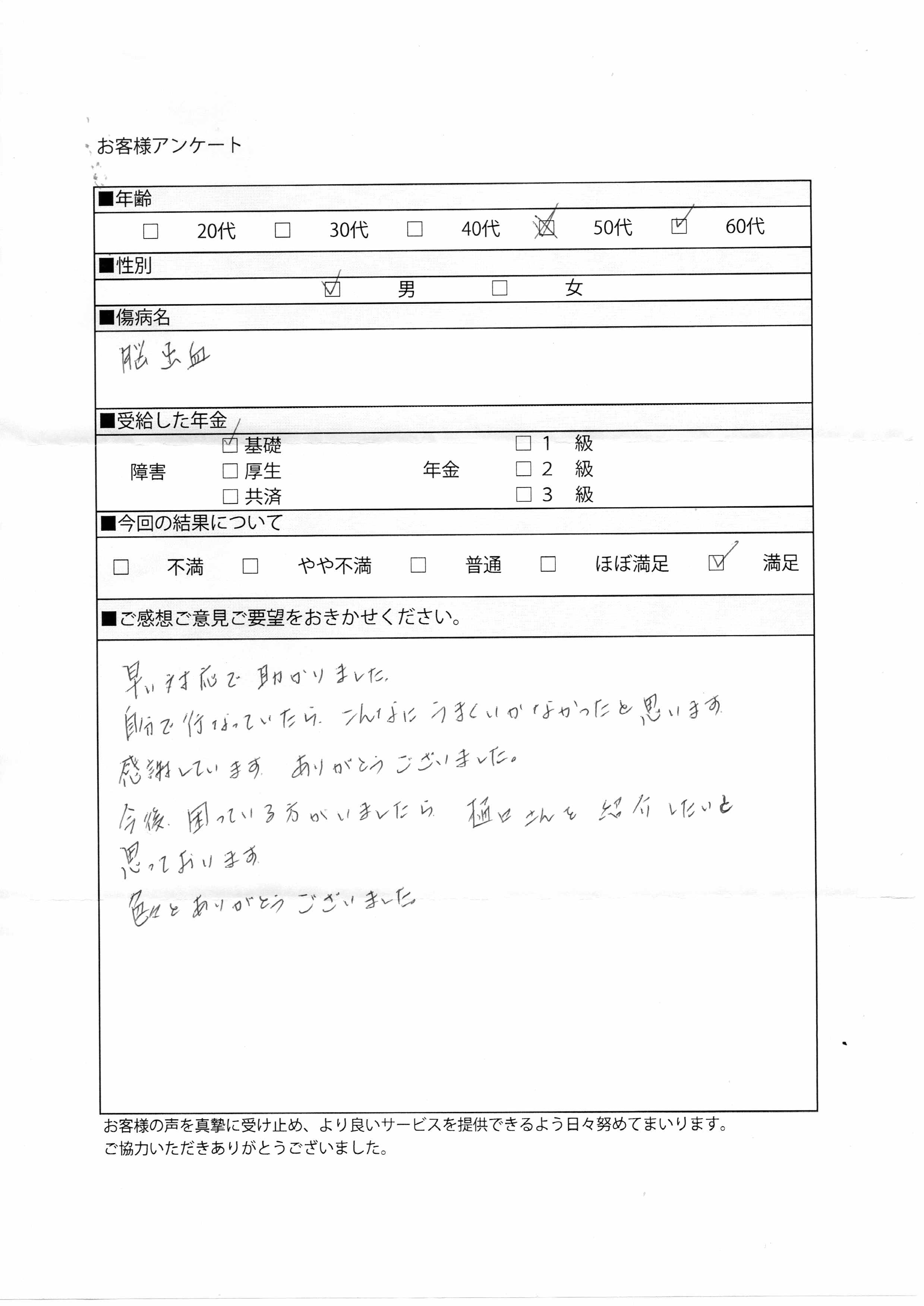 脳出血６０代男性