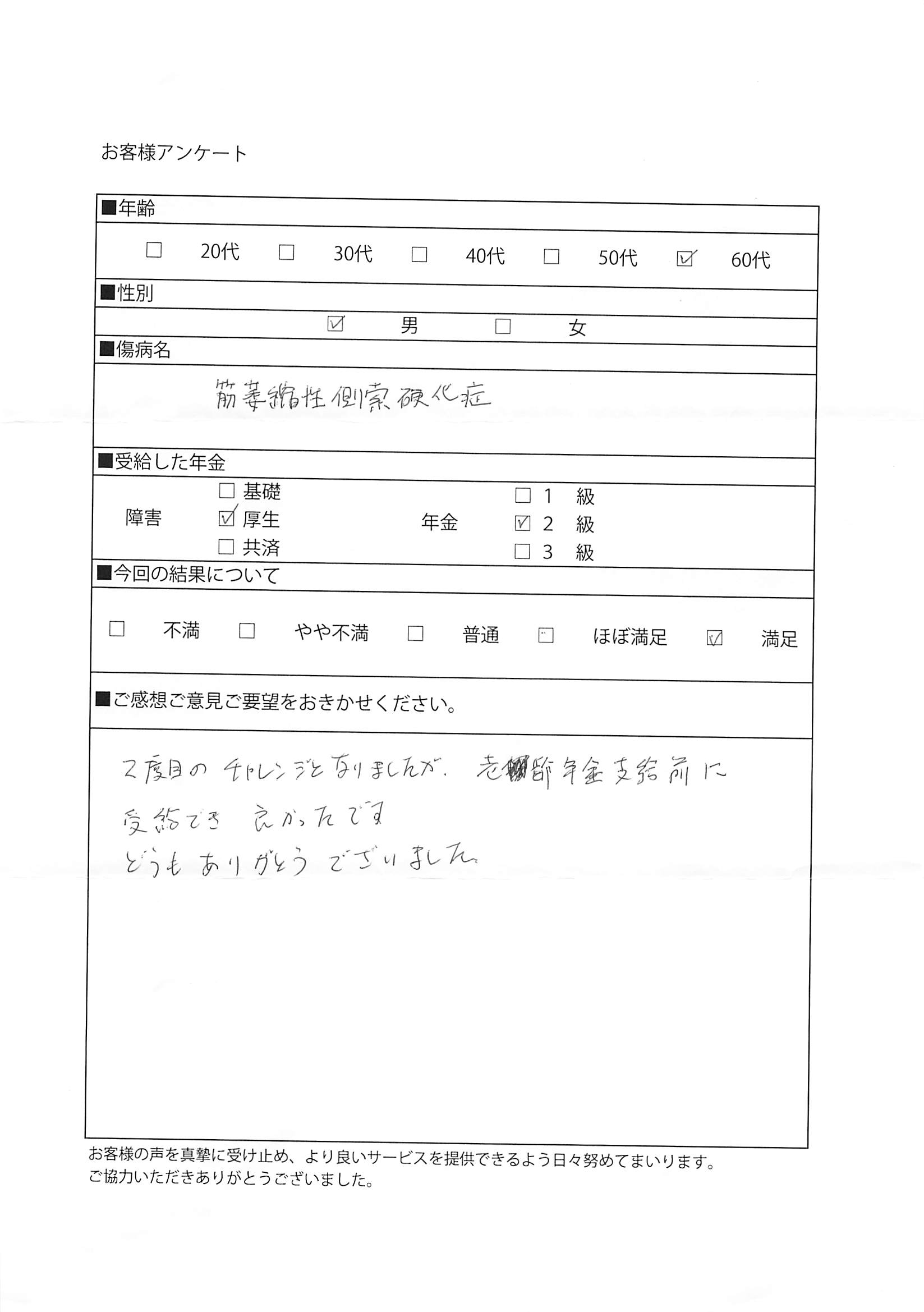 ALS筋萎縮性側索硬化症で障害年金受給者の声