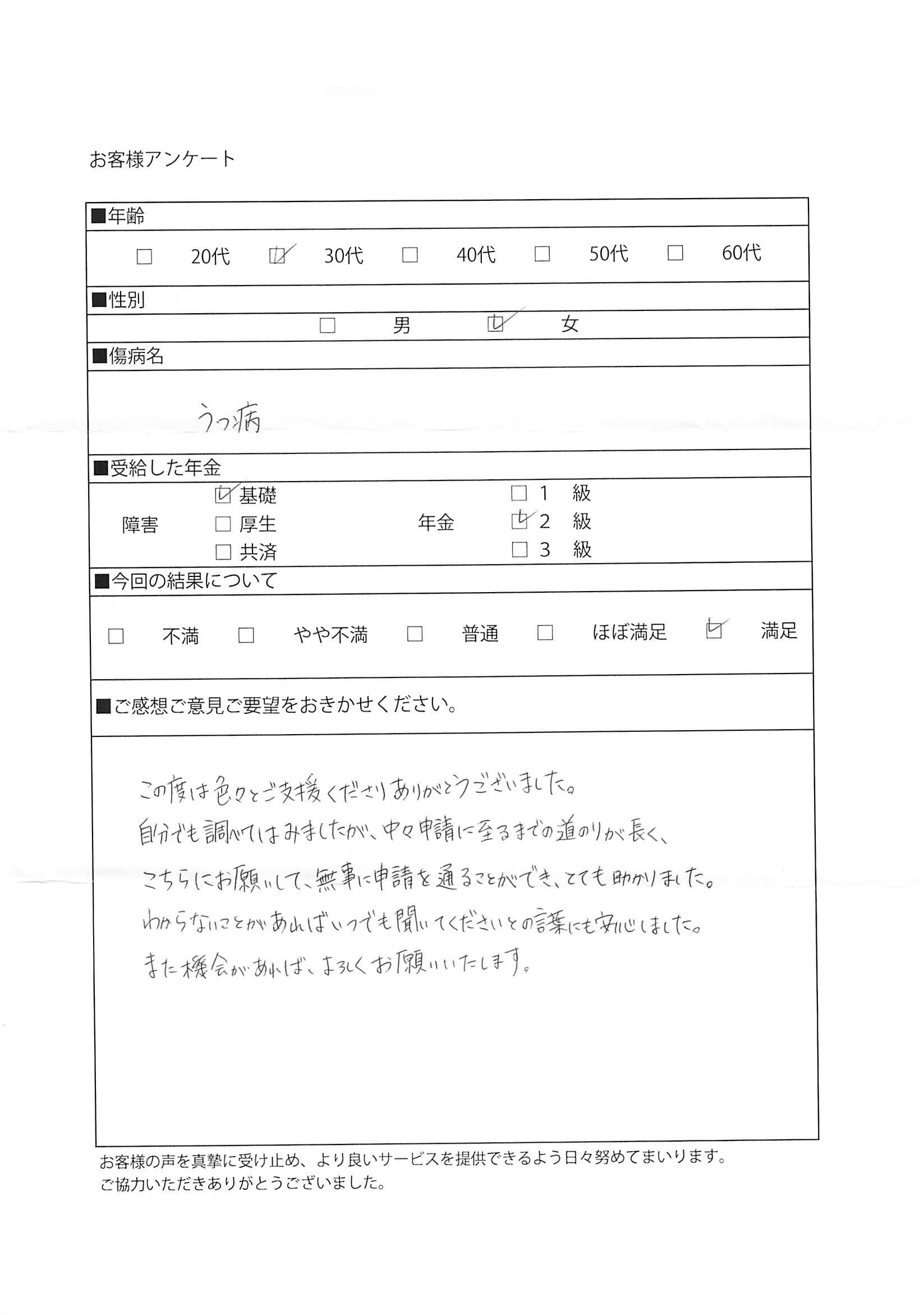 愛知名古屋障害基礎年金2級うつ病受給レビュー