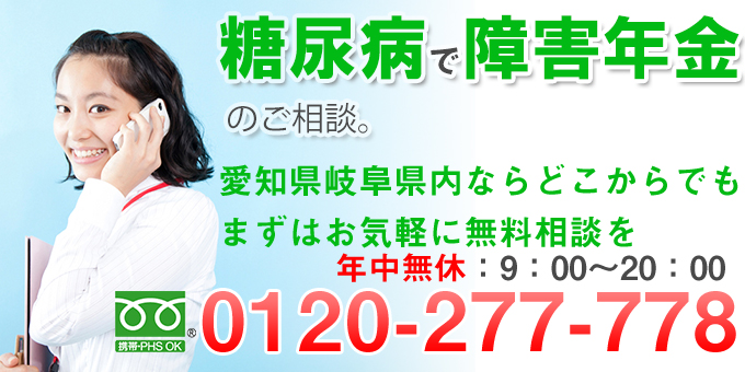 糖尿病での障害年金請求お問い合せ
